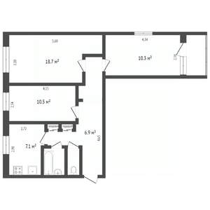 3-к квартира, вторичка, 64м2, 5/9 этаж
