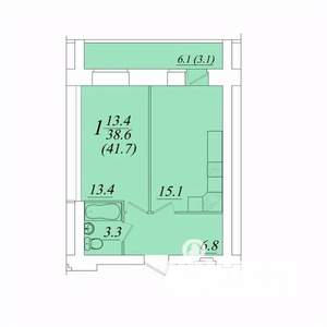 1-к квартира, строящийся дом, 42м2, 1/10 этаж