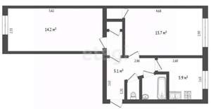 2-к квартира, вторичка, 44м2, 1/2 этаж