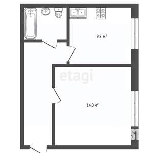 1-к квартира, вторичка, 34м2, 1/3 этаж