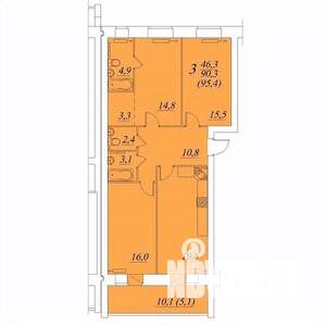 3-к квартира, строящийся дом, 95м2, 8/10 этаж