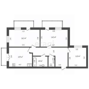 3-к квартира, вторичка, 79м2, 2/3 этаж