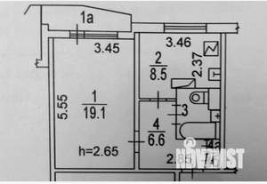 1-к квартира, вторичка, 38м2, 1/5 этаж