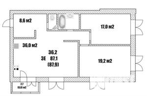 2-к квартира, вторичка, 88м2, 2/4 этаж