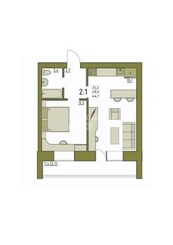 2-к квартира, вторичка, 44м2, 3/5 этаж