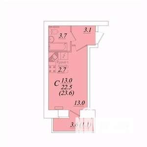 Студия квартира, строящийся дом, 24м2, 2/10 этаж