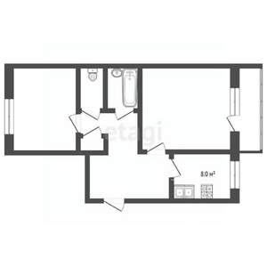 2-к квартира, вторичка, 54м2, 5/5 этаж