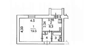 1-к квартира, вторичка, 34м2, 2/5 этаж