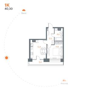 1-к квартира, вторичка, 40м2, 7/8 этаж