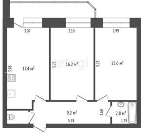 2-к квартира, вторичка, 63м2, 9/9 этаж