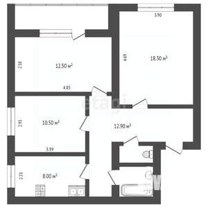 3-к квартира, вторичка, 69м2, 5/5 этаж