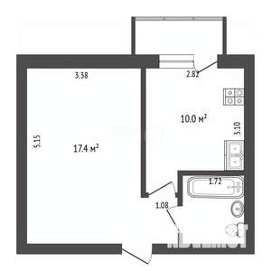 1-к квартира, вторичка, 32м2, 1/4 этаж