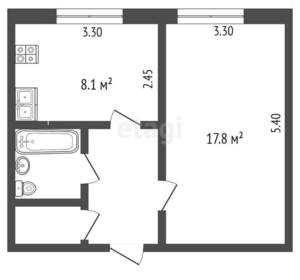 1-к квартира, вторичка, 35м2, 2/5 этаж