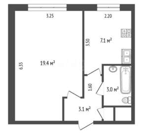 1-к квартира, вторичка, 33м2, 2/9 этаж