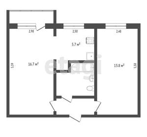 2-к квартира, вторичка, 44м2, 4/5 этаж