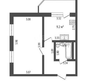 1-к квартира, вторичка, 38м2, 9/9 этаж