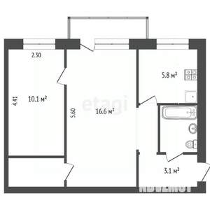 2-к квартира, вторичка, 43м2, 5/5 этаж