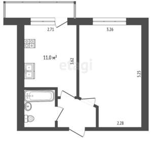 1-к квартира, вторичка, 35м2, 9/11 этаж