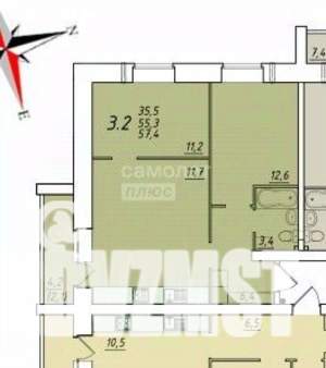 2-к квартира, вторичка, 57м2, 4/5 этаж