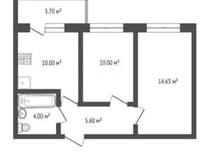 2-к квартира, вторичка, 45м2, 1/12 этаж