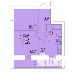 2-к квартира, вторичка, 44м2, 10/10 этаж