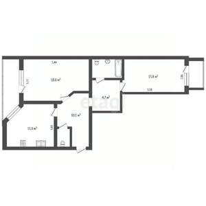 2-к квартира, вторичка, 67м2, 7/9 этаж