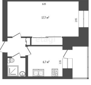 1-к квартира, вторичка, 31м2, 3/5 этаж