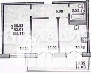 2-к квартира, вторичка, 56м2, 13/17 этаж