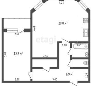 1-к квартира, вторичка, 61м2, 5/15 этаж