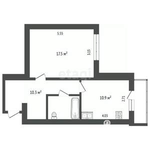 1-к квартира, вторичка, 43м2, 3/9 этаж