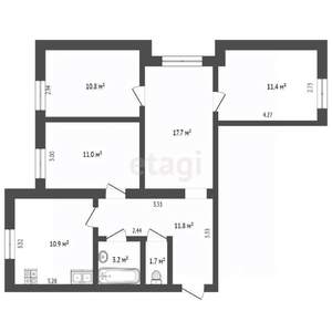 4-к квартира, вторичка, 79м2, 2/12 этаж