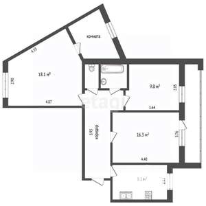 3-к квартира, вторичка, 74м2, 5/9 этаж