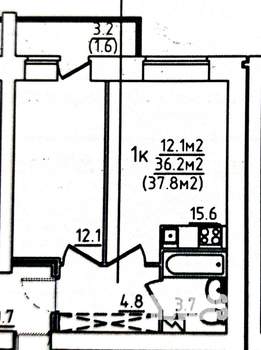 1-к квартира, вторичка, 36м2, 11/14 этаж