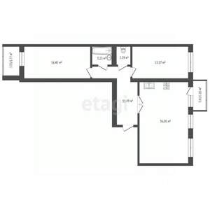 2-к квартира, вторичка, 85м2, 2/3 этаж