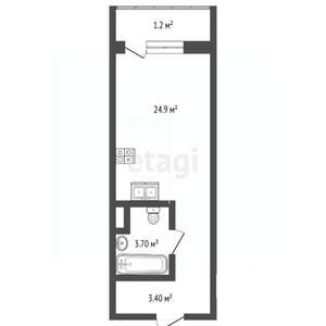 Студия квартира, вторичка, 24м2, 9/16 этаж