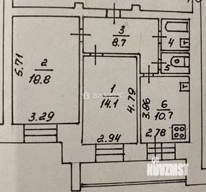 2-к квартира, вторичка, 60м2, 2/12 этаж