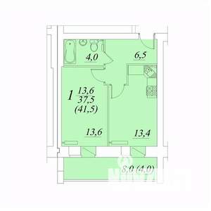 1-к квартира, строящийся дом, 42м2, 3/10 этаж
