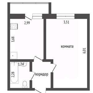 1-к квартира, вторичка, 41м2, 6/9 этаж
