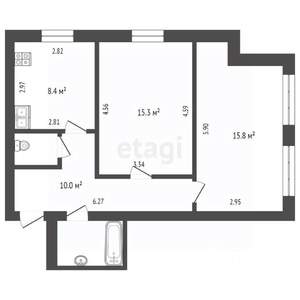2-к квартира, вторичка, 55м2, 5/5 этаж