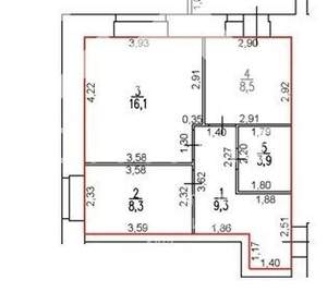 2-к квартира, вторичка, 47м2, 1/10 этаж