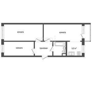 3-к квартира, вторичка, 63м2, 2/5 этаж