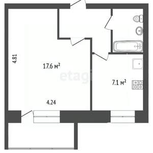 1-к квартира, вторичка, 35м2, 2/5 этаж