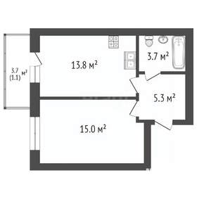 1-к квартира, вторичка, 41м2, 9/9 этаж