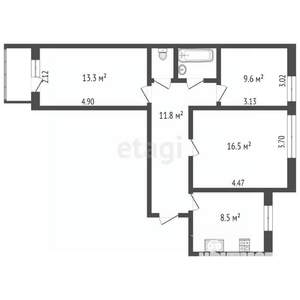 3-к квартира, вторичка, 64м2, 9/9 этаж