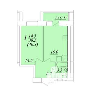 1-к квартира, строящийся дом, 40м2, 9/10 этаж