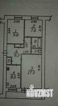 3-к квартира, вторичка, 57м2, 1/2 этаж