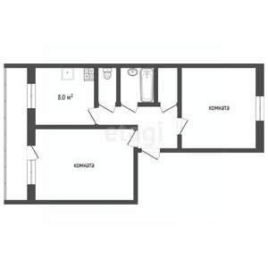 2-к квартира, вторичка, 51м2, 1/5 этаж