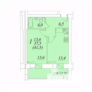 1-к квартира, строящийся дом, 42м2, 6/10 этаж