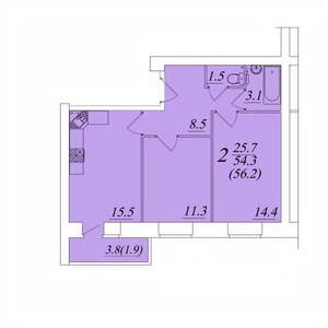 2-к квартира, вторичка, 56м2, 6/10 этаж