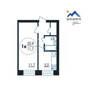1-к квартира, вторичка, 21м2, 3/5 этаж